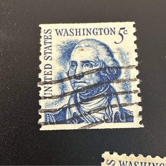 Vintage 5 Cent George Washington Postage Stamps – Blue Used Lot of 3 | 1960s USA - Picture 8 of 10